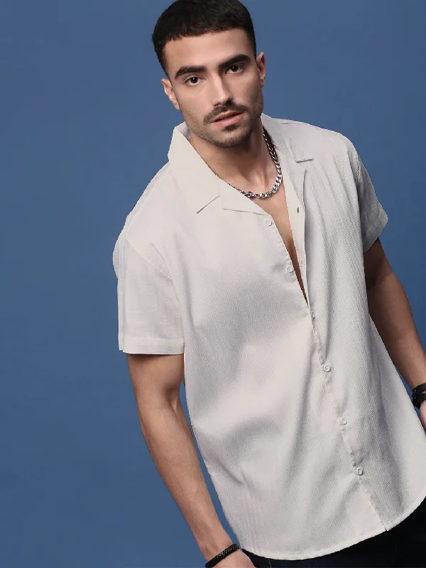 Men's Moisture - Wicking Performance Fabric Casual Shirts for Outdoor ActivitiesMen White Solid Cuban Collar Shirt Men's Moisture - Wicking Performance Fabric Casual Shirts for Outdoor ActivitiesMen White Solid Cuban Collar Shirt