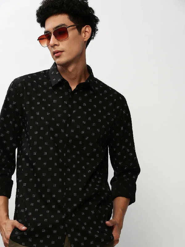 Men's Thermal - Lined Casual Shirts in Black for Added Warmth in Cold WeatherMen Black Printed Casual Casual Shirts Men's Thermal - Lined Casual Shirts in Black for Added Warmth in Cold WeatherMen Black Printed Casual Casual Shirts