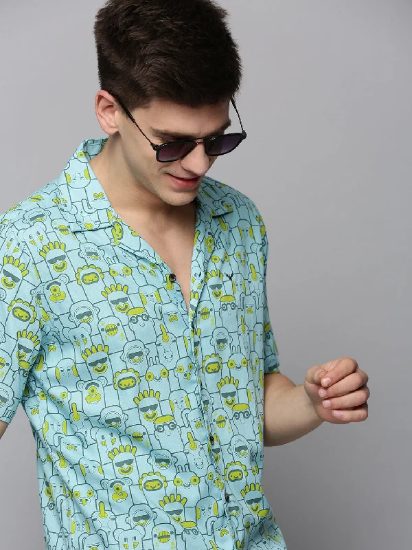 Men's Stretch - Fabric Casual Shirts in Navy Blue for a Comfortable and Flexible FitMen Blue Printed Casual Shirt Men's Stretch - Fabric Casual Shirts in Navy Blue for a Comfortable and Flexible FitMen Blue Printed Casual Shirt