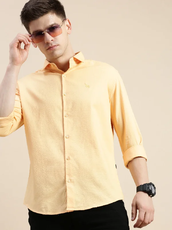 Men's Long - Line Oversized Casual Shirts in Dark Gray for a Relaxed and Modern LookMen Spread Collar Solid Orange Shirt Men's Long - Line Oversized Casual Shirts in Dark Gray for a Relaxed and Modern LookMen Spread Collar Solid Orange Shirt