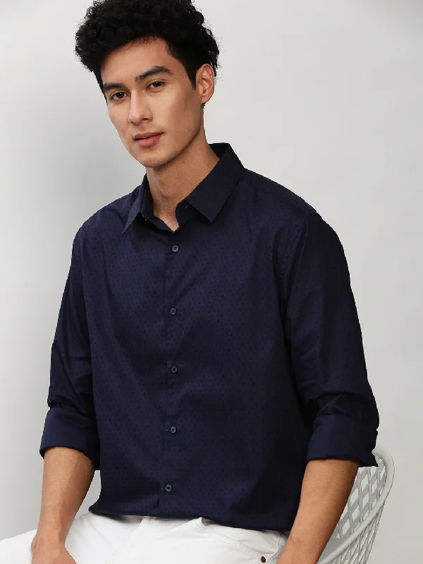 Men's Linen Blend Casual Shirts with Roll - Up Sleeves for a Summer Beach LookMen Navy Printed Casual Casual Shirts Men's Linen Blend Casual Shirts with Roll - Up Sleeves for a Summer Beach LookMen Navy Printed Casual Casual Shirts