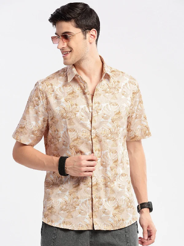 Men's Thermal - Lined Casual Shirts in Black for Added Warmth in Cold WeatherMen Spread Collar Floral Cream Casual Shirt Men's Thermal - Lined Casual Shirts in Black for Added Warmth in Cold WeatherMen Spread Collar Floral Cream Casual Shirt