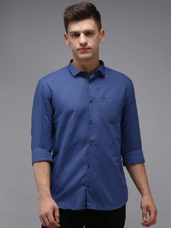 Men's Tailored Fit Checkered Casual Shirts in Multicolor for a Smart - Casual EnsembleMen Blue Solid Casual Shirt Men's Tailored Fit Checkered Casual Shirts in Multicolor for a Smart - Casual EnsembleMen Blue Solid Casual Shirt