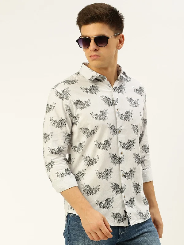 Men's Short - Sleeve Linen Casual Shirts in Light Khaki for a Breathable Summer OptionMen White Printed Casual Shirt Men's Short - Sleeve Linen Casual Shirts in Light Khaki for a Breathable Summer OptionMen White Printed Casual Shirt