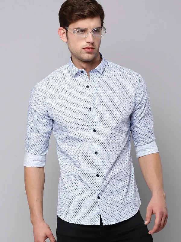 Men's Sustainable Recycled Material Casual Shirts for Eco - Conscious ConsumersMen Blue Printed Casual Shirt Men's Sustainable Recycled Material Casual Shirts for Eco - Conscious ConsumersMen Blue Printed Casual Shirt