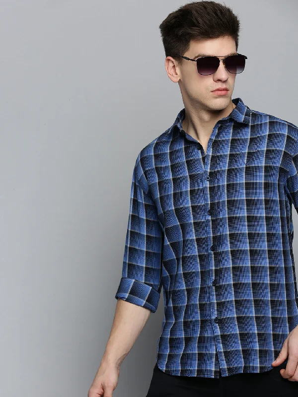 Plus Size Men's Plaid Flannel Casual Shirts in Earth Tones for a Cozy Fall OutfitMen Blue Checked Casual Shirt Plus Size Men's Plaid Flannel Casual Shirts in Earth Tones for a Cozy Fall OutfitMen Blue Checked Casual Shirt