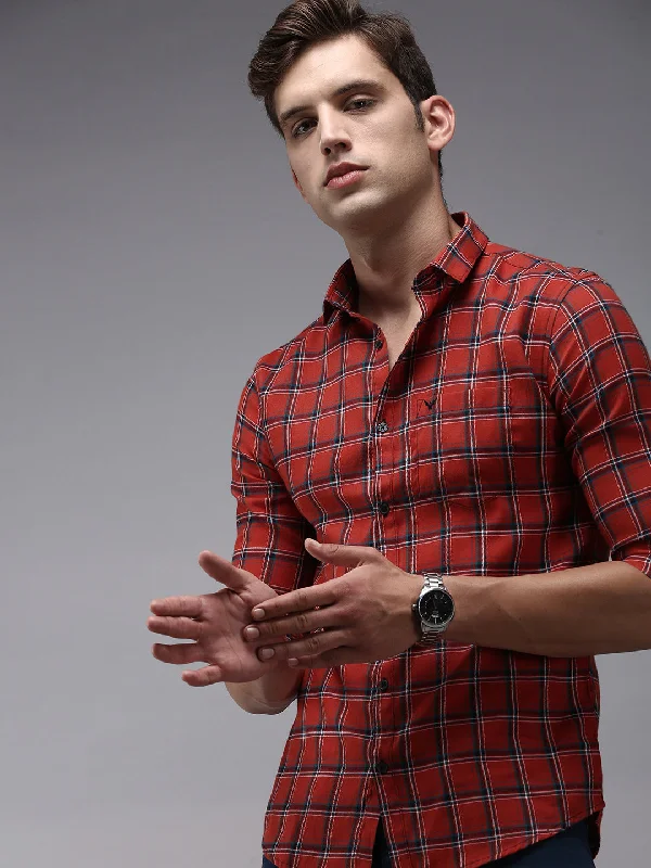 Men's Tailored Fit Checkered Casual Shirts in Multicolor for a Smart - Casual EnsembleMen Red Checked Casual Shirt Men's Tailored Fit Checkered Casual Shirts in Multicolor for a Smart - Casual EnsembleMen Red Checked Casual Shirt