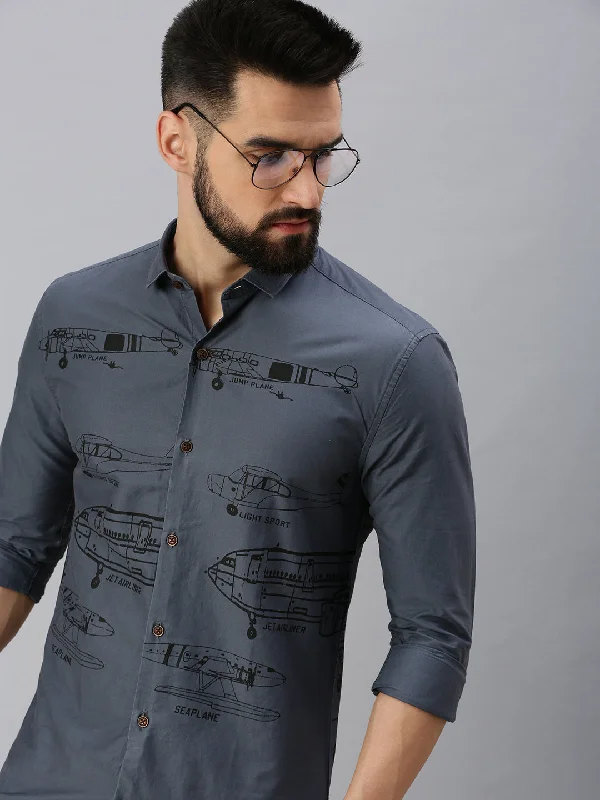 Plus Size Men's Plaid Flannel Casual Shirts in Earth Tones for a Cozy Fall OutfitMen Grey Printed Casual Shirt Plus Size Men's Plaid Flannel Casual Shirts in Earth Tones for a Cozy Fall OutfitMen Grey Printed Casual Shirt