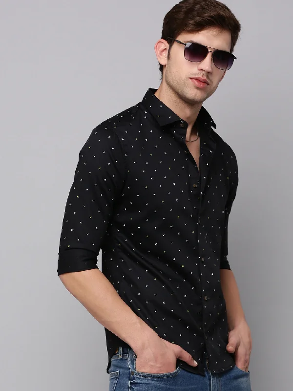 Men's Moisture - Wicking Performance Fabric Casual Shirts for Outdoor ActivitiesMen Black Printed Casual Shirt Men's Moisture - Wicking Performance Fabric Casual Shirts for Outdoor ActivitiesMen Black Printed Casual Shirt