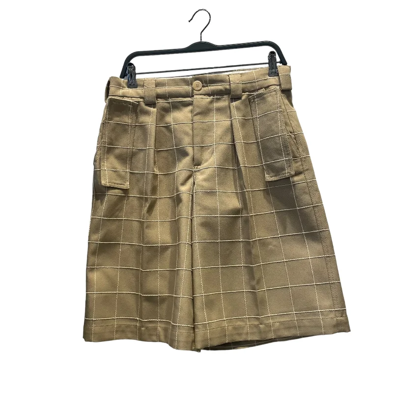 Men's high - waisted swim shorts with UPF protection for beach vacationsJACQUEMUS/Shorts/46/Cotton/KHK/Stripe/checkered Men's high - waisted swim shorts with UPF protection for beach vacationsJACQUEMUS/Shorts/46/Cotton/KHK/Stripe/checkered