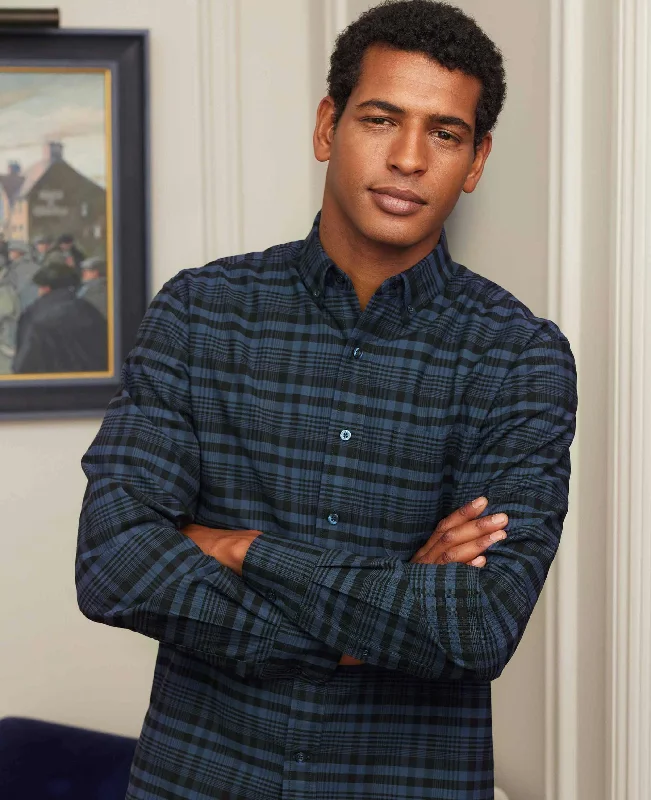 Men's Embroidered Detail Casual Shirts in Beige for a Touch of EleganceBlack Navy Check Classic Fit Oxford Shirt Men's Embroidered Detail Casual Shirts in Beige for a Touch of EleganceBlack Navy Check Classic Fit Oxford Shirt