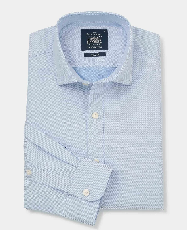 Plus Size Men's Striped Chambray Casual Shirts with a Spread Collar for a Preppy AppearanceBlue Twill Slim Fit Smart Casual Shirt - Single Cuff Plus Size Men's Striped Chambray Casual Shirts with a Spread Collar for a Preppy AppearanceBlue Twill Slim Fit Smart Casual Shirt - Single Cuff
