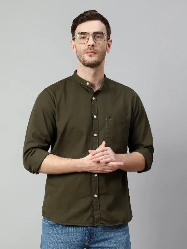 Men's Organic Cotton Casual Shirts with a Soft Handfeel for Everyday ComfortMen's Olive Green Casual Plain Full Sleeve Shirt Men's Organic Cotton Casual Shirts with a Soft Handfeel for Everyday ComfortMen's Olive Green Casual Plain Full Sleeve Shirt
