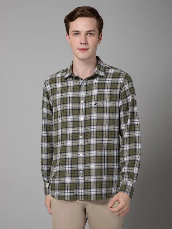 Men's Slim - Fit Printed Floral Casual Shirts in Pastel Colors for a Spring - Inspired VibeMen's Green Casual Brushed Medium Checks Full Sleeve Shirt Men's Slim - Fit Printed Floral Casual Shirts in Pastel Colors for a Spring - Inspired VibeMen's Green Casual Brushed Medium Checks Full Sleeve Shirt
