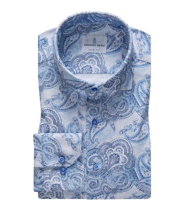 Men's Thermal - Lined Casual Shirts in Black for Added Warmth in Cold WeatherModern 4Flex Stretch Knit Shirt SF17639 Blue Men's Thermal - Lined Casual Shirts in Black for Added Warmth in Cold WeatherModern 4Flex Stretch Knit Shirt SF17639 Blue