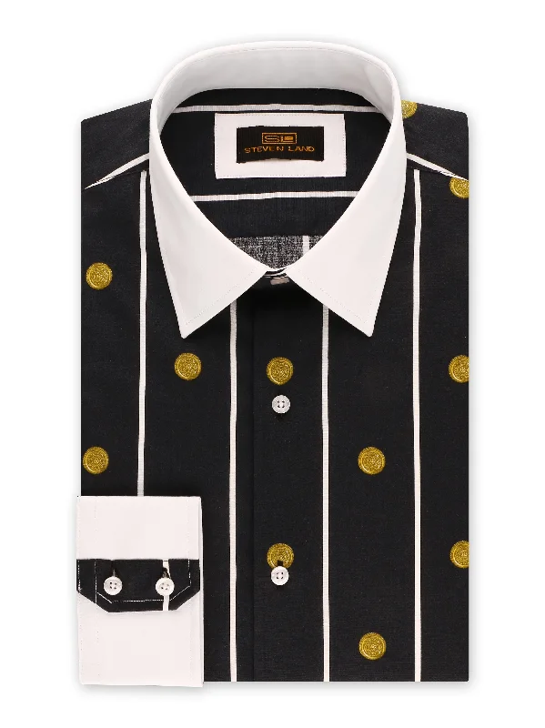 Steven Land | Greek Medallion Dress Shirt | Black