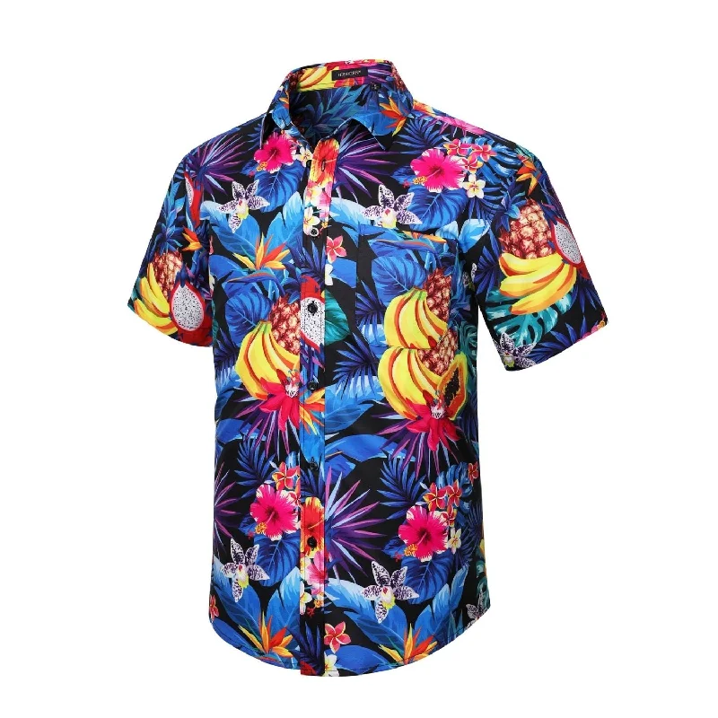 Funky Hawaiian Shirts with Pocket - A7-BLUE FRUIT