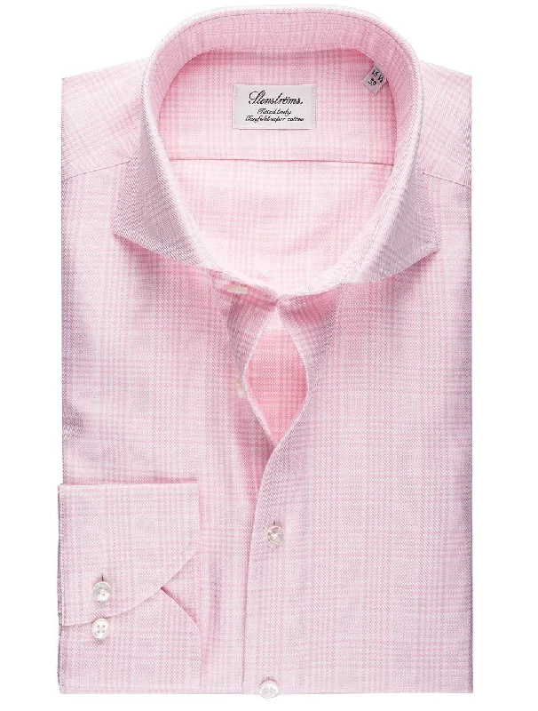 Men's Retro - Style Hawaiian Print Casual Shirts in Bold Patterns for a Tropical VacationPink Glen Check Fitted Body Shirt Men's Retro - Style Hawaiian Print Casual Shirts in Bold Patterns for a Tropical VacationPink Glen Check Fitted Body Shirt