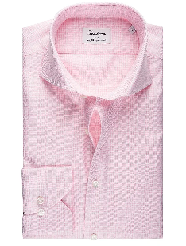 Men's Distressed Denim Casual Shirts with Frayed Edges for a Trendy and Rugged LookPink Glen Check Slim Fit Shirt Men's Distressed Denim Casual Shirts with Frayed Edges for a Trendy and Rugged LookPink Glen Check Slim Fit Shirt