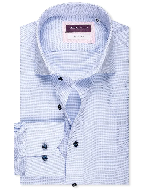 Slim Fit Pinpoint Shirt Blue