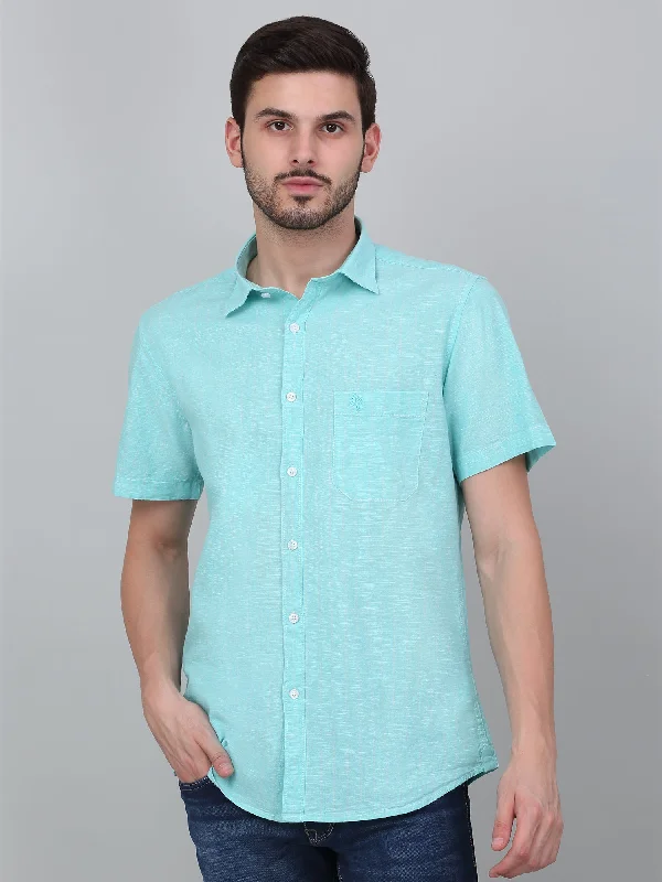 Men's Two - Tone Contrast Panel Casual Shirts in White and Navy for a Stylish and Eye - Catching DesignMen's Blue Striped Half Sleeve Casual Shirt Men's Two - Tone Contrast Panel Casual Shirts in White and Navy for a Stylish and Eye - Catching DesignMen's Blue Striped Half Sleeve Casual Shirt
