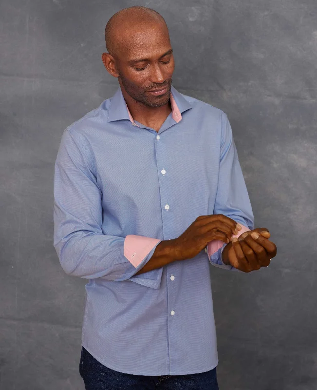Men's Button - Down Oxford Casual Shirts in Crisp White for a Classic and Versatile StyleNavy Cotton Micro Dobby Slim Fit Smart-Casual Shirt - Single Cuff Men's Button - Down Oxford Casual Shirts in Crisp White for a Classic and Versatile StyleNavy Cotton Micro Dobby Slim Fit Smart-Casual Shirt - Single Cuff