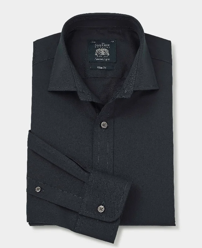 Men's Button - Down Oxford Casual Shirts in Crisp White for a Classic and Versatile StyleNavy Fine Twill Slim Fit Formal Shirt - Single Cuff Men's Button - Down Oxford Casual Shirts in Crisp White for a Classic and Versatile StyleNavy Fine Twill Slim Fit Formal Shirt - Single Cuff