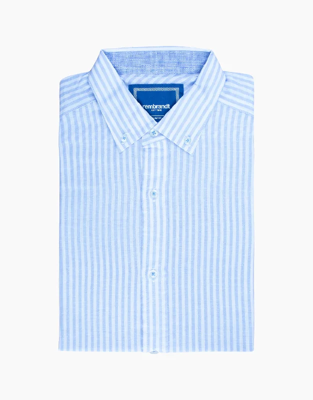 Men's Embroidered Detail Casual Shirts in Beige for a Touch of EleganceOhope Light Blue Stripe Linen Blend Shirt Men's Embroidered Detail Casual Shirts in Beige for a Touch of EleganceOhope Light Blue Stripe Linen Blend Shirt