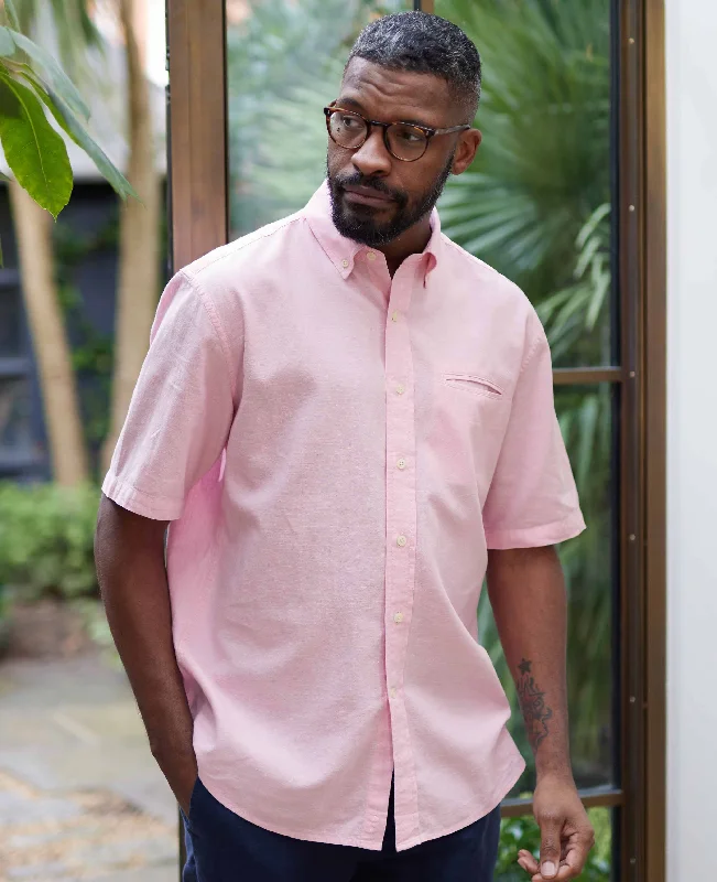 Men's Sustainable Recycled Material Casual Shirts for Eco - Conscious ConsumersPink Linen Cotton Short Sleeve Shirt Men's Sustainable Recycled Material Casual Shirts for Eco - Conscious ConsumersPink Linen Cotton Short Sleeve Shirt