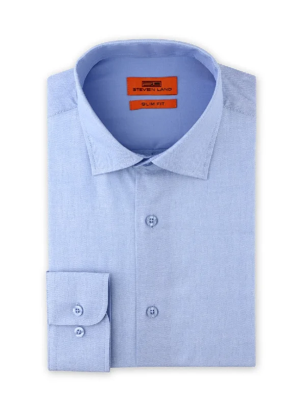 Herringbone Dress Shirt | Blue | Slim Fit