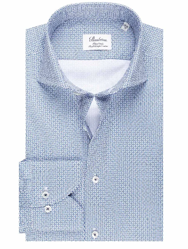 Men's Organic Cotton Casual Shirts with a Soft Handfeel for Everyday ComfortGeometric Pattern Shirt Blue Men's Organic Cotton Casual Shirts with a Soft Handfeel for Everyday ComfortGeometric Pattern Shirt Blue