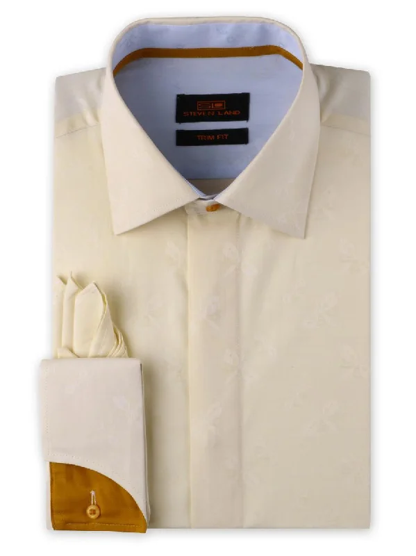 Steven Land | Dress Shirt | TA1908 | Trim Fit | Spread Collar | Shaped Convertible Cuff | Ochre