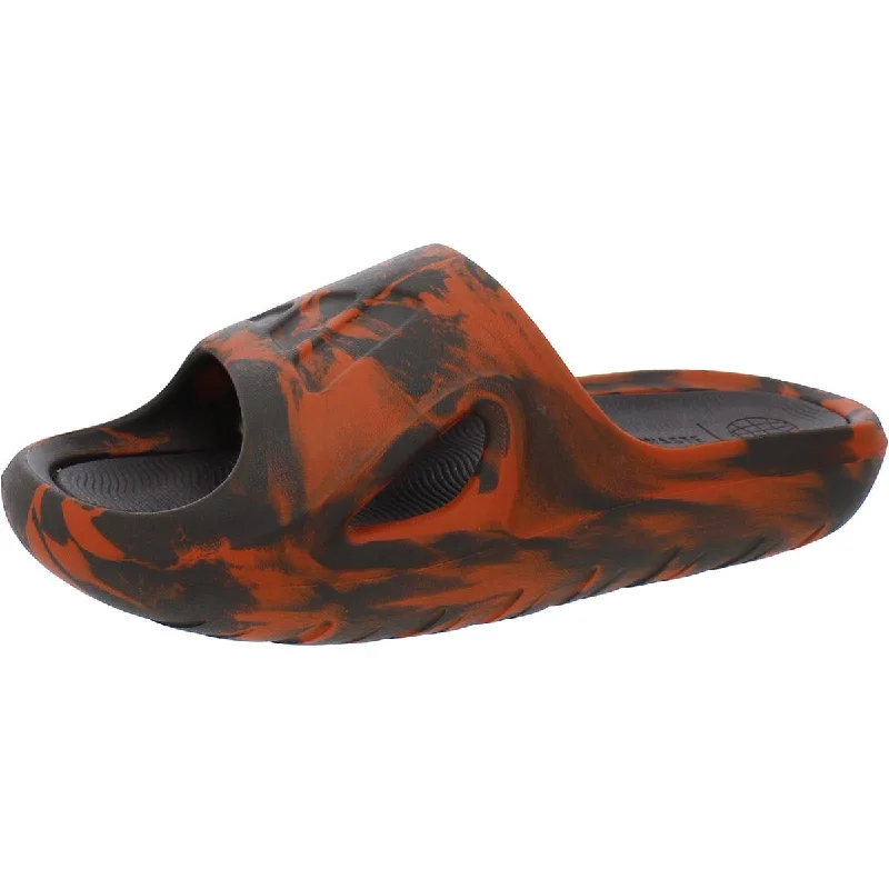 Men's sandals with a contrast stitching detailAdidas Mens Adicane Cushioned Footbed Peep-Toe Slide Sandals