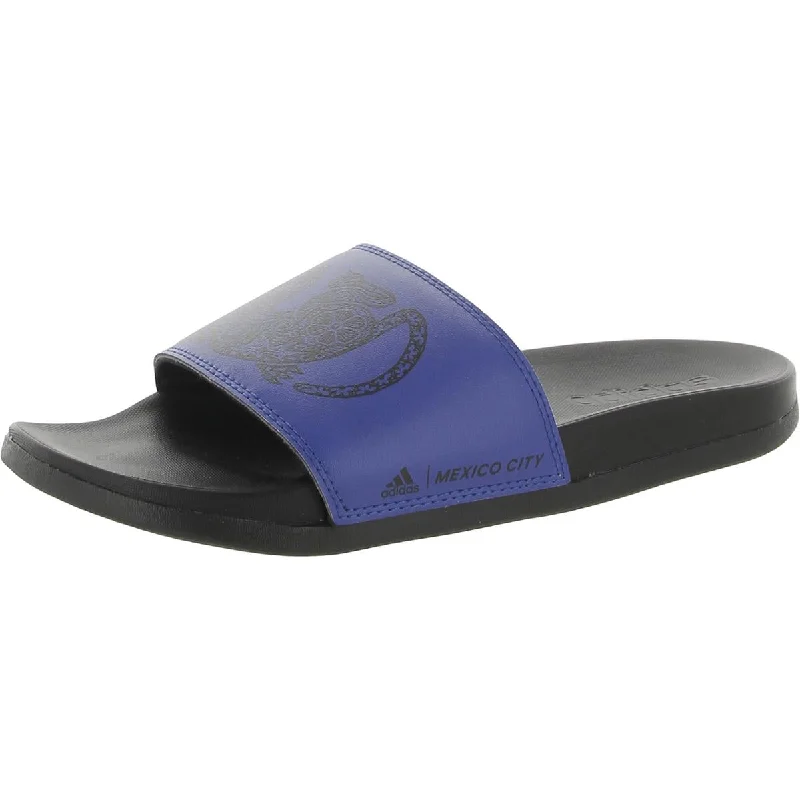 Men's sandals with a flexible sole for easy movementAdidas Mens Adilette Comfort Faux Leather Slip On Pool Slides Men's sandals with a flexible sole for easy movementAdidas Mens Adilette Comfort Faux Leather Slip On Pool Slides