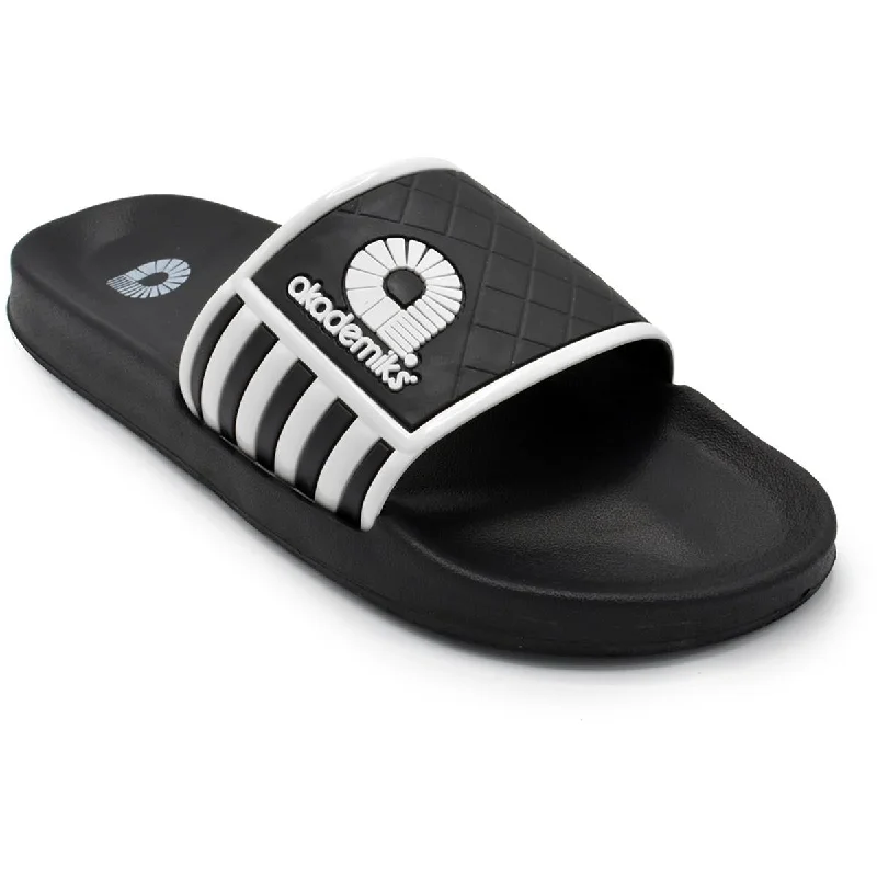 Men's sandals with a rubber sole for tractionAkademiks Mens Embossed  Pool Slides