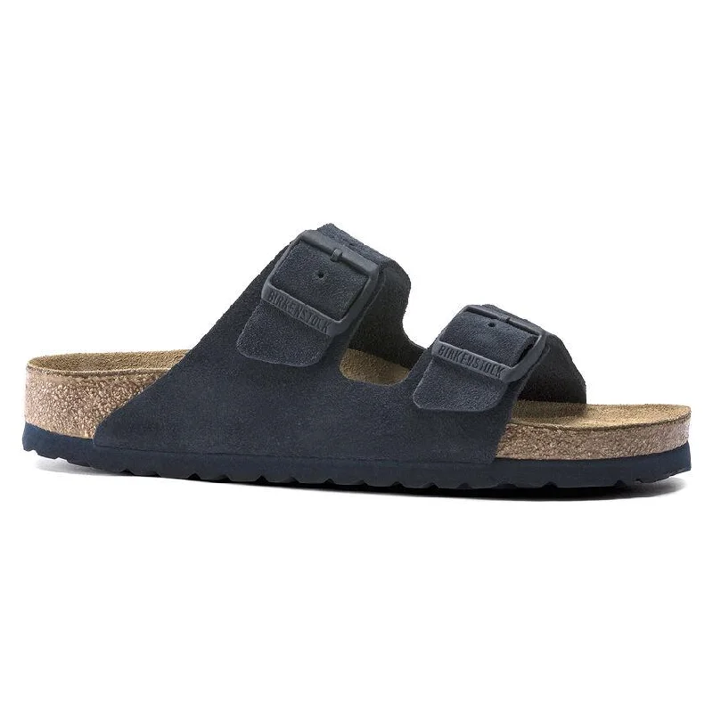 Men's sandals with a stretchy strap for a better fitBirkenstock Men's Arizona Soft Footbed Navy Night Suede Men's sandals with a stretchy strap for a better fitBirkenstock Men's Arizona Soft Footbed Navy Night Suede
