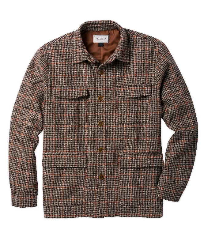 Slim - fit leather men jackets with a distressed finish for a rugged lookWool-Blend Houndstooth Shirt Jacket Slim - fit leather men jackets with a distressed finish for a rugged lookWool-Blend Houndstooth Shirt Jacket