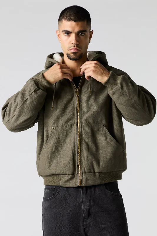 Lightweight men jackets made from recycled nylon for eco - friendly travelSherpa Lined Zip-Up Jacket Lightweight men jackets made from recycled nylon for eco - friendly travelSherpa Lined Zip-Up Jacket