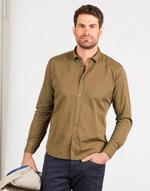 Men's Lightweight Linen - Blend Blazer in Beige for a Casual and Comfortable Summer EnsembleAlfred Olive Twill Shirt Men's Lightweight Linen - Blend Blazer in Beige for a Casual and Comfortable Summer EnsembleAlfred Olive Twill Shirt