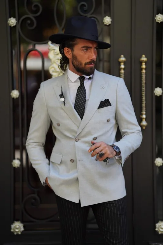 Men's Slim Fit Denim Blazer in Blue for a Casual and Trendy Streetwear LookAvion Gray Slim Fit Peak Lapel Blazer Men's Slim Fit Denim Blazer in Blue for a Casual and Trendy Streetwear LookAvion Gray Slim Fit Peak Lapel Blazer