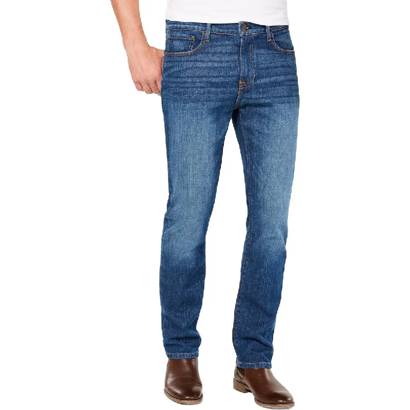 Men's Distressed Jeans with Patches for a Retro and DIY - Inspired AppearanceMens Denim Stretch Straight Leg Jeans Men's Distressed Jeans with Patches for a Retro and DIY - Inspired AppearanceMens Denim Stretch Straight Leg Jeans