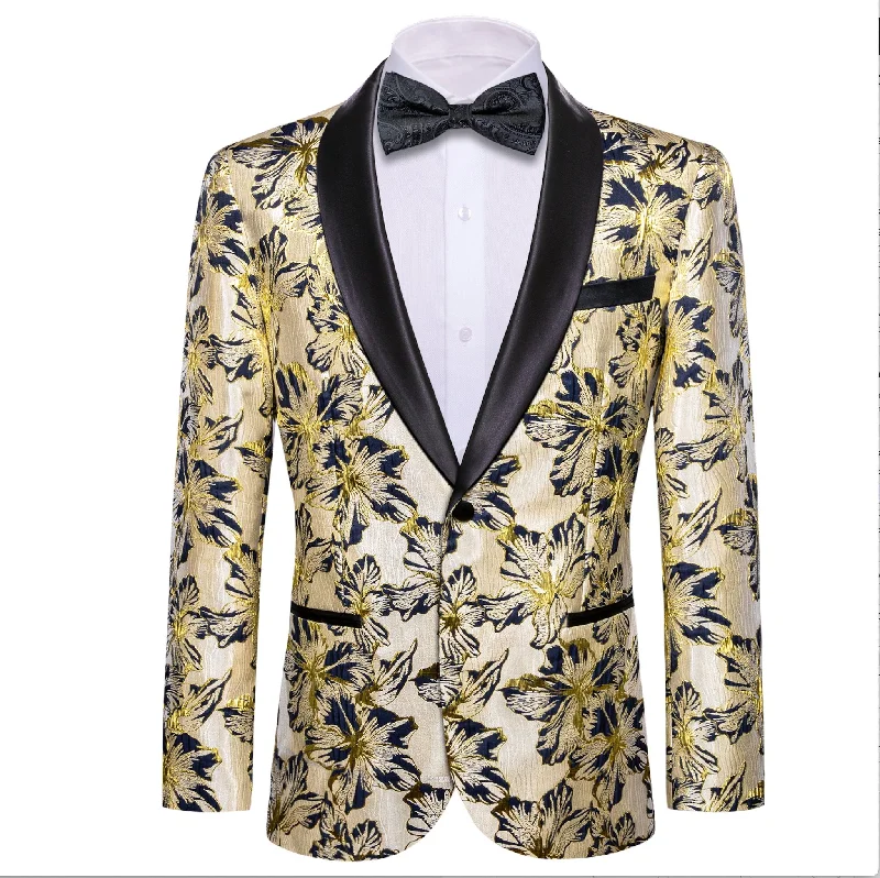 Men's Single - Breasted Cashmere Blazer in Camel for a Luxurious and Elegant Winter LookBlack Gold Floral Suit Jacket Slim One Button Stylish Blazer-XX-0033 Men's Single - Breasted Cashmere Blazer in Camel for a Luxurious and Elegant Winter LookBlack Gold Floral Suit Jacket Slim One Button Stylish Blazer-XX-0033