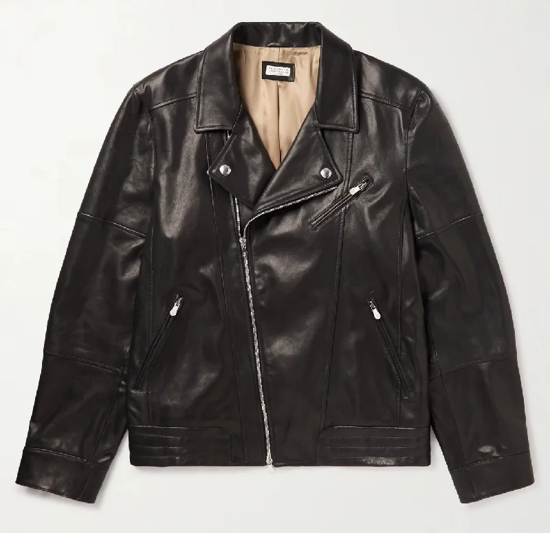 Men jackets with a media - friendly pocket for easy access to gadgetsBrunello Cucinelli Men's Leather Biker Jacket In Black Men jackets with a media - friendly pocket for easy access to gadgetsBrunello Cucinelli Men's Leather Biker Jacket In Black