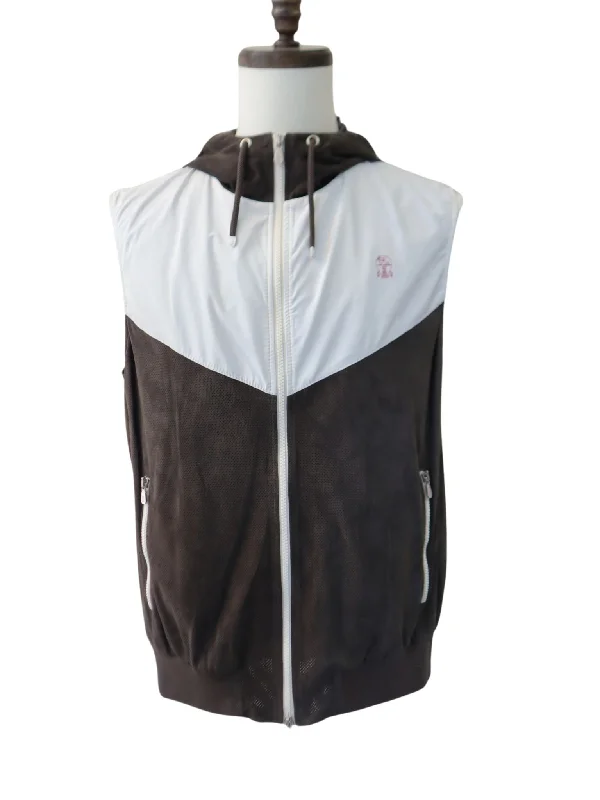 Windbreaker men jackets with UV protection for outdoor activitiesBrunello Cucinelli Men's Outerwear Color Block Vest Grey White Jacket Pelle Leather Suede Windbreaker men jackets with UV protection for outdoor activitiesBrunello Cucinelli Men's Outerwear Color Block Vest Grey White Jacket Pelle Leather Suede