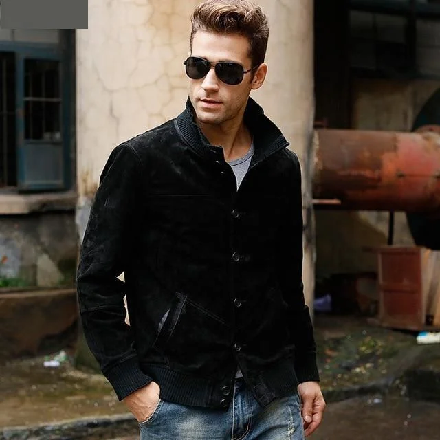 Hooded men jackets with a detachable faux - fur trim for added warmthCasual Men's Real Pigskin Leather Elastic Thread Winter Warm Jacket Hooded men jackets with a detachable faux - fur trim for added warmthCasual Men's Real Pigskin Leather Elastic Thread Winter Warm Jacket