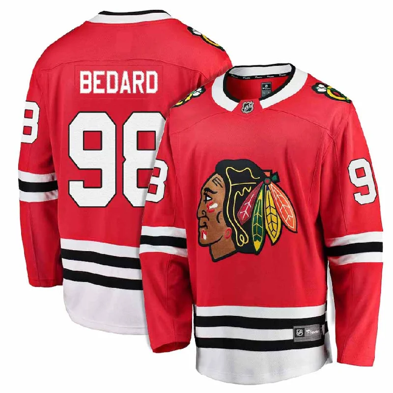 Men's Replica Hockey Jerseys of Star Players for Devoted Ice Hockey SupportersChicago Blackhawks Connor Bedard Home Breakaway Jersey w/ Authentic Lettering Men's Replica Hockey Jerseys of Star Players for Devoted Ice Hockey SupportersChicago Blackhawks Connor Bedard Home Breakaway Jersey w/ Authentic Lettering