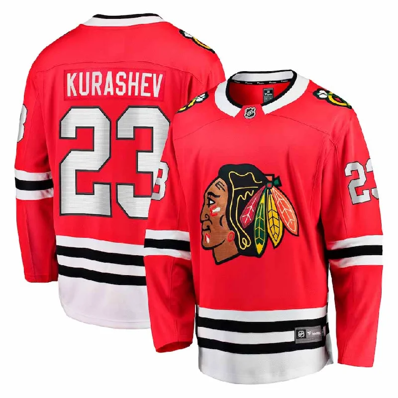 Men's Retro Soccer Jerseys of Famous Clubs from the 90s for Nostalgic Football EnthusiastsChicago Blackhawks Philipp Kurashev Home Breakaway Jersey w/ Authentic Lettering Men's Retro Soccer Jerseys of Famous Clubs from the 90s for Nostalgic Football EnthusiastsChicago Blackhawks Philipp Kurashev Home Breakaway Jersey w/ Authentic Lettering