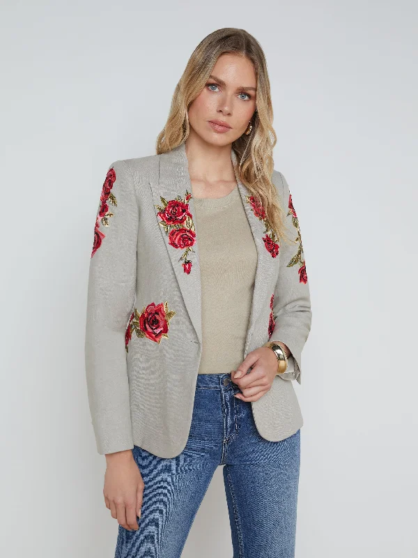 Men's Slim Fit Denim Blazer in Blue for a Casual and Trendy Streetwear LookClementine Embroidered Blazer Men's Slim Fit Denim Blazer in Blue for a Casual and Trendy Streetwear LookClementine Embroidered Blazer
