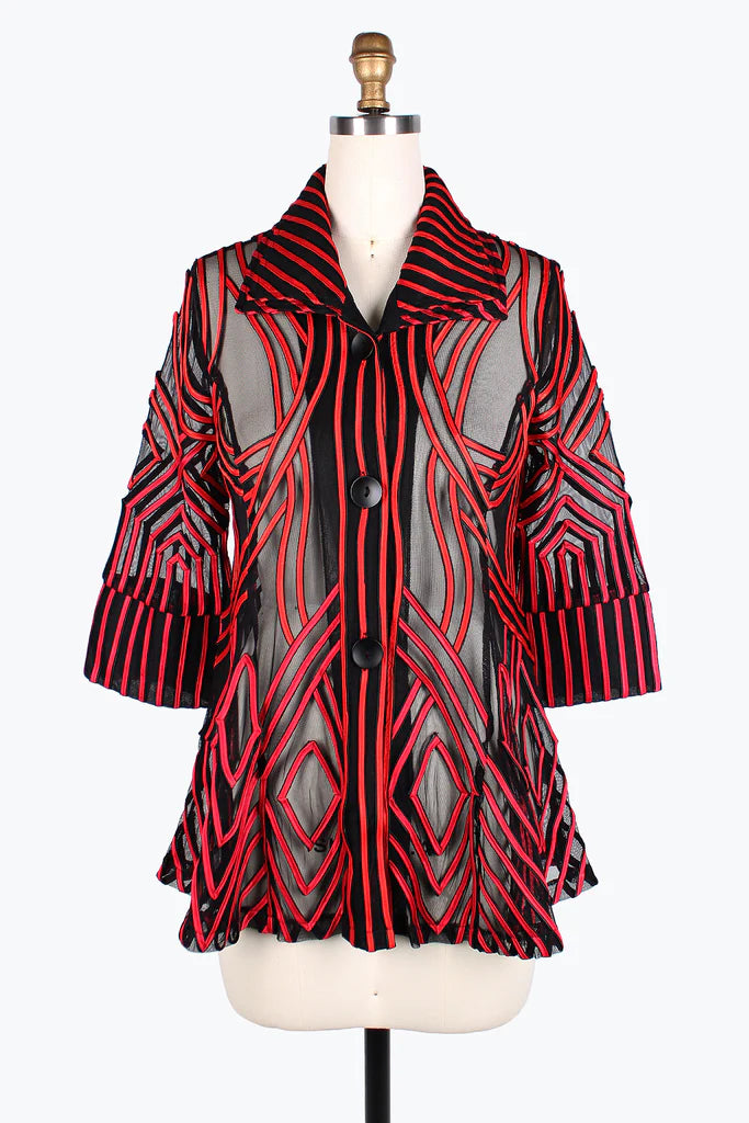 Men jackets with a built - in hood that can be stowed away when not in useDamee Two-Tone Soutache Jacket 2363-Red Men jackets with a built - in hood that can be stowed away when not in useDamee Two-Tone Soutache Jacket 2363-Red
