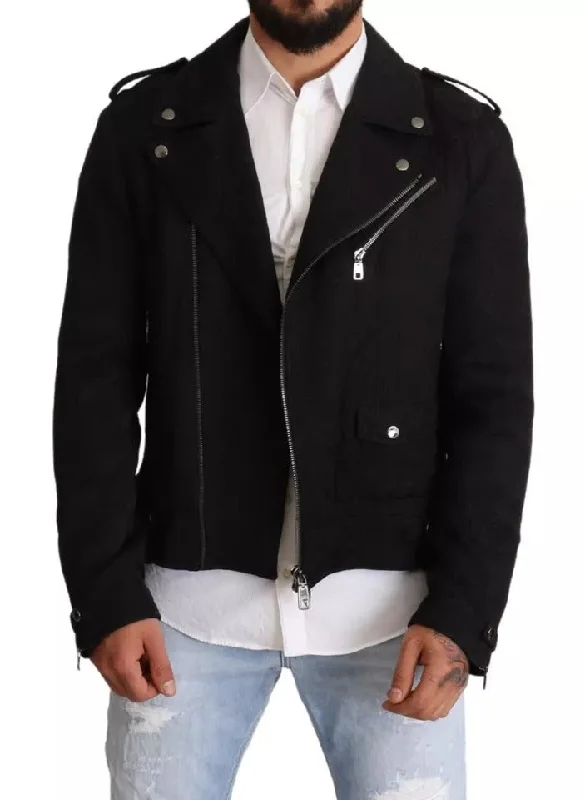 Fleece - lined men jackets for cold - weather commutingDolce & Gabbana Brocade Full Zip Biker Coat Men's Jacket (Pre-Owned) Fleece - lined men jackets for cold - weather commutingDolce & Gabbana Brocade Full Zip Biker Coat Men's Jacket (Pre-Owned)